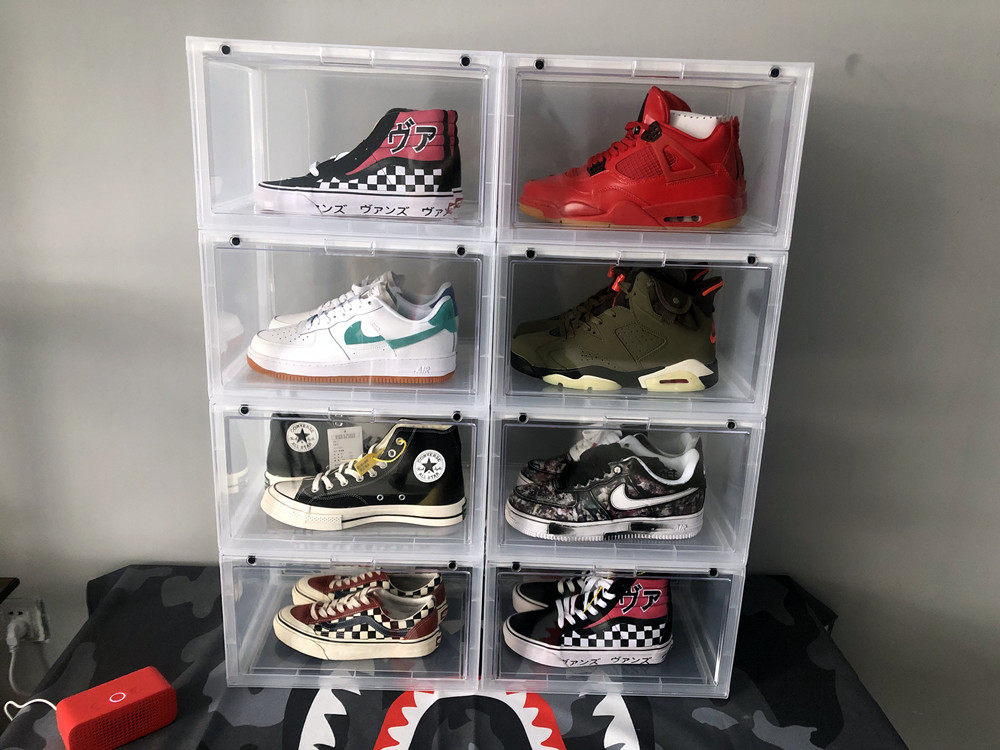 鞋子收纳透明展示亚克力鞋盒侧开展示柜aj球鞋鞋盒