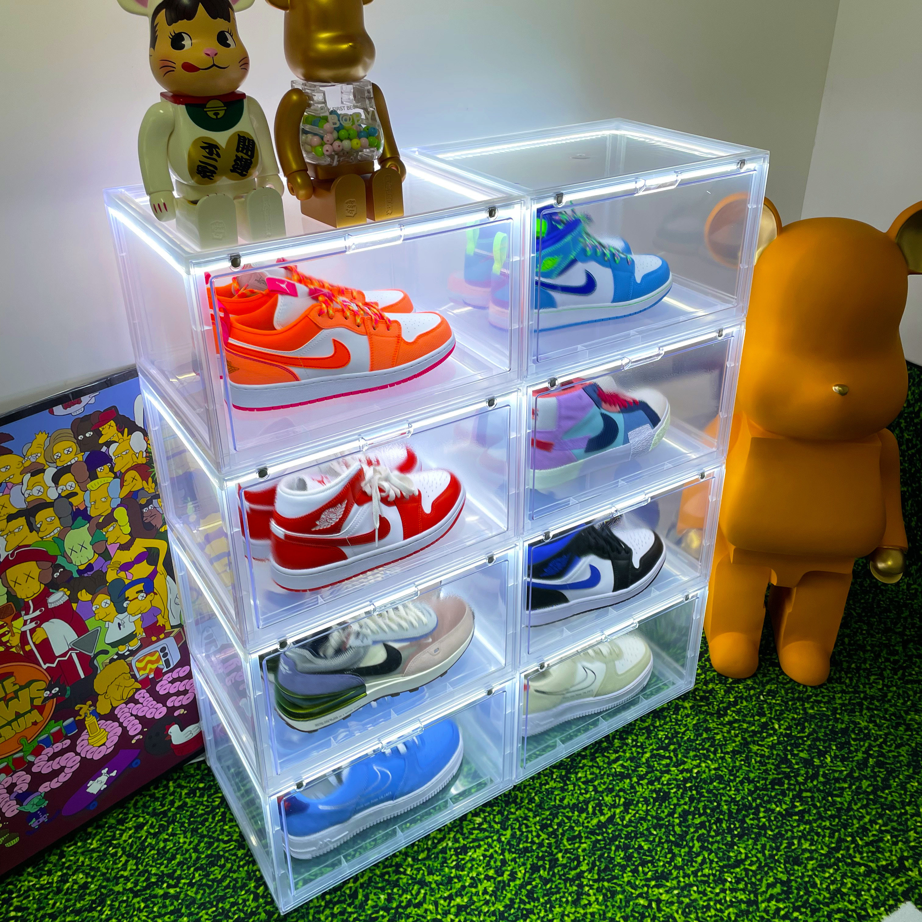 发光鞋盒发光鞋led带灯收纳鞋子展示柜透明礼物鞋盒