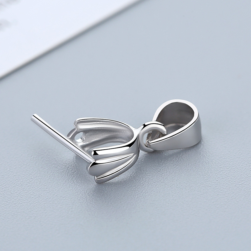 上福s925银玉扣头包邮银扣子纯银吊坠扣夹扣平安扣配件diy维修