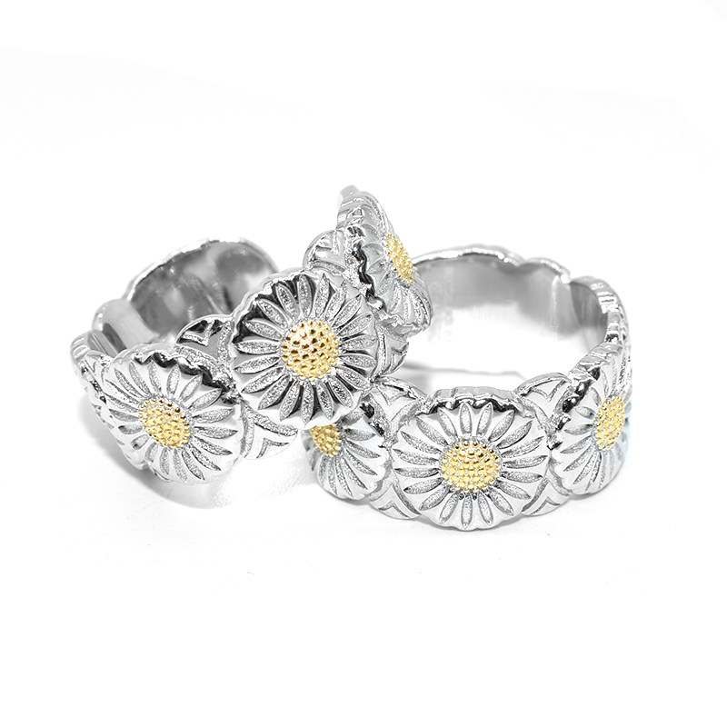 twoleavess925纯银雏菊戒指gd权志龙同款菊花戒指