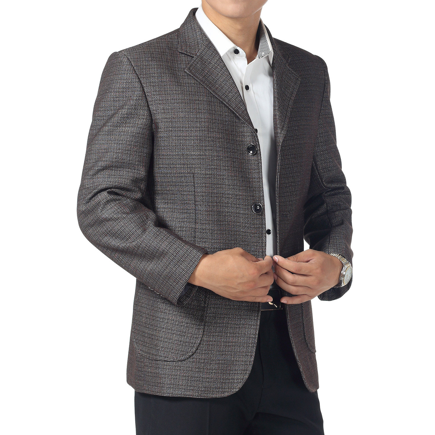 春秋西装青年修身商务休闲西服男单件便西外套秋冬新上衣中年爸爸