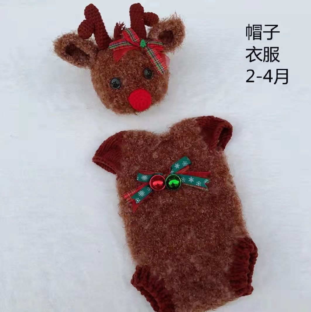 宝宝百天造型麋鹿服饰照相圣诞节衣服摄影影楼儿童演出服
