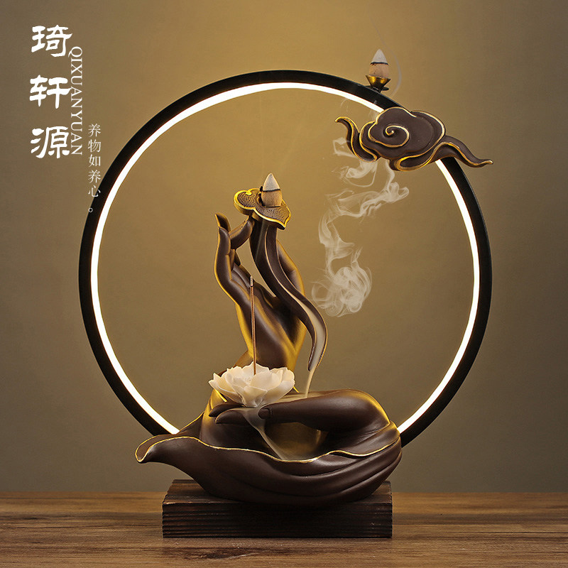 新中式创意装饰品家居装饰家居流香倒流佛手玄关客厅摆件