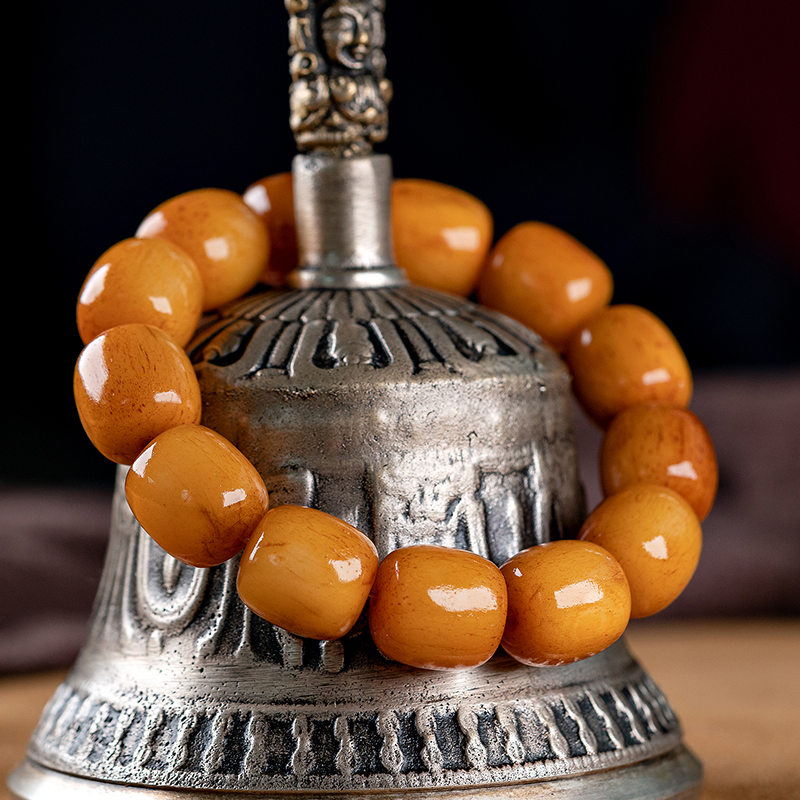 骆驼骨润料老型桶珠手串未脱脂藏传玉化男士女款手链