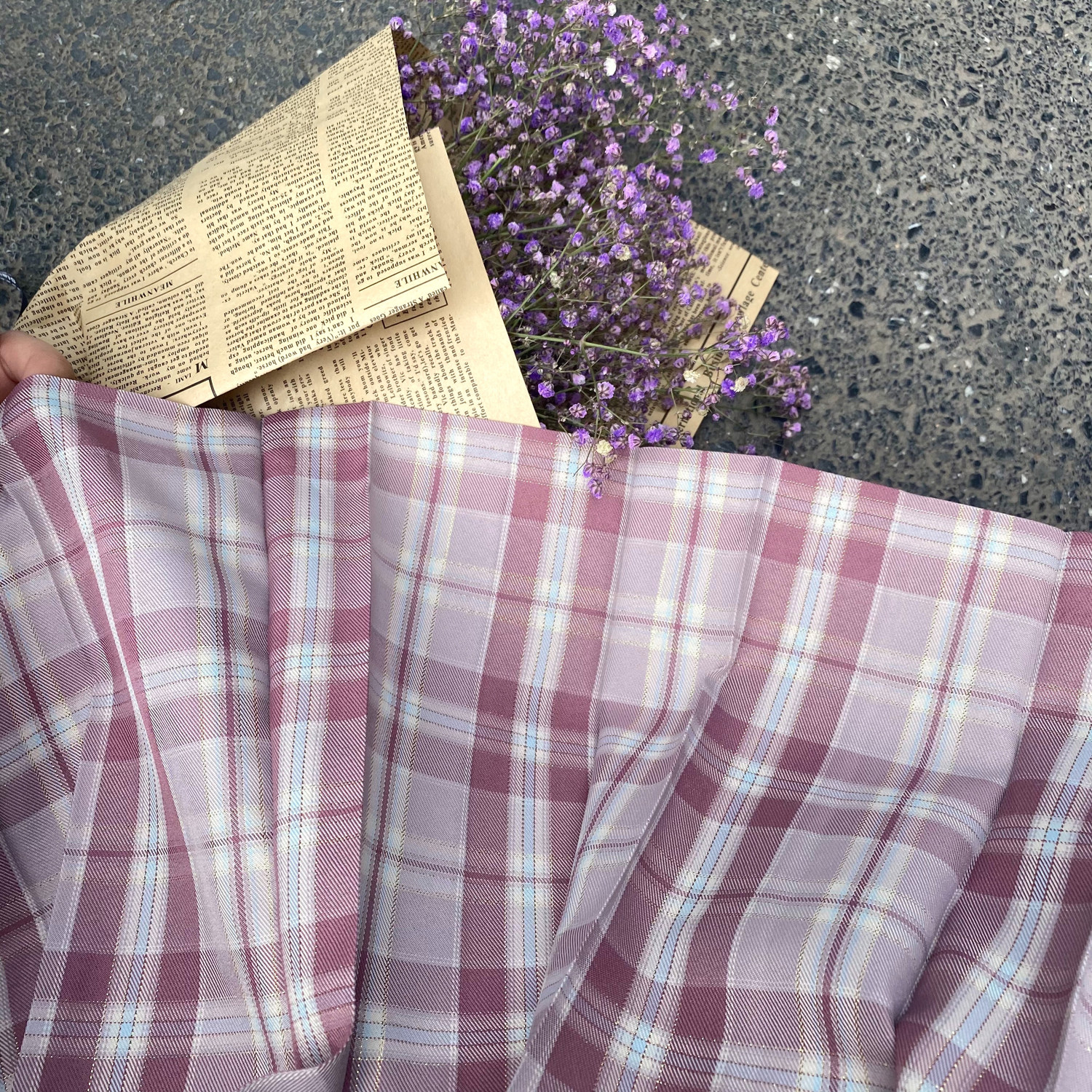 jk金银线学生半身银线正版粉色千叶格裙制服jk