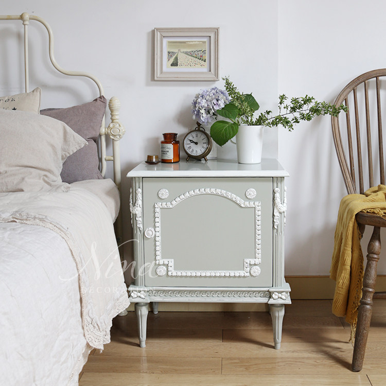 nina复古家居出口法式欧式古典卡洛琳实木雕花床头柜