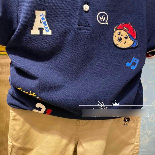 现货夏季男童翻领短袖polo卡通小熊童装tkha216303yt恤