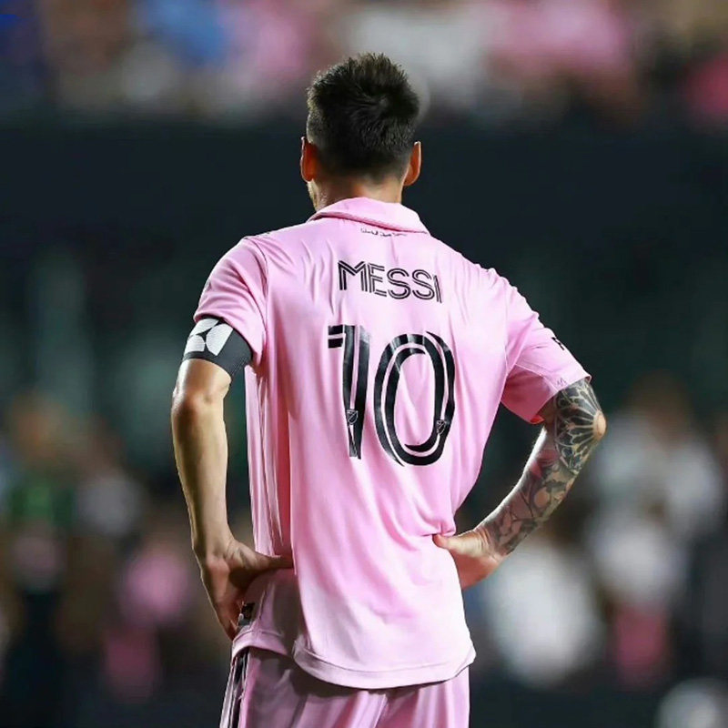 亲测~迈阿密国际梅西球衣10号主场客场22-23球迷版球员版粉色足球服-