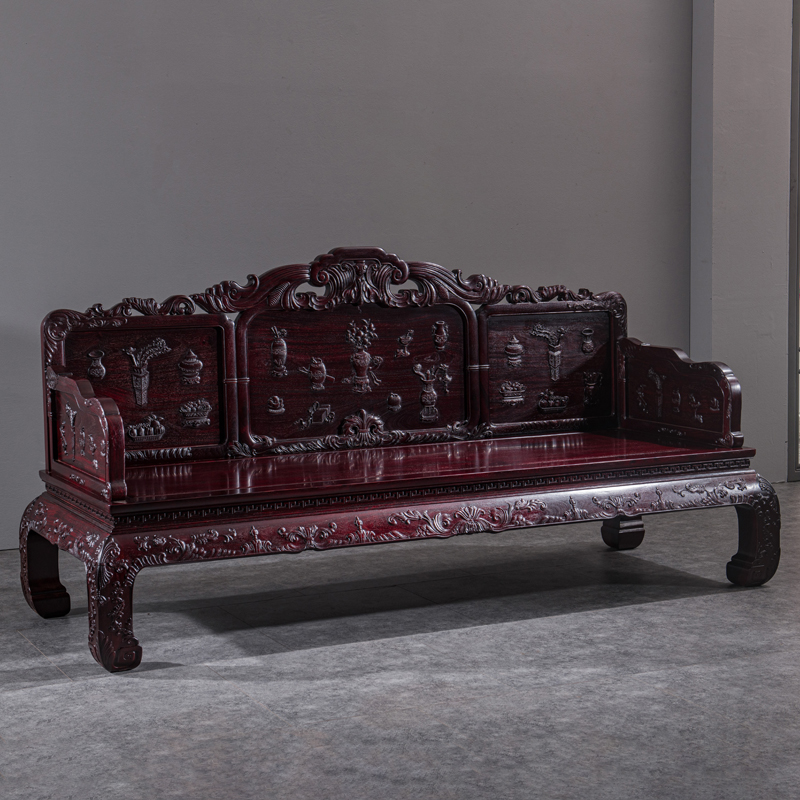 沙发贡艺名居红木家具赞比亚血檀八宝十三件套明清古典沙发角几