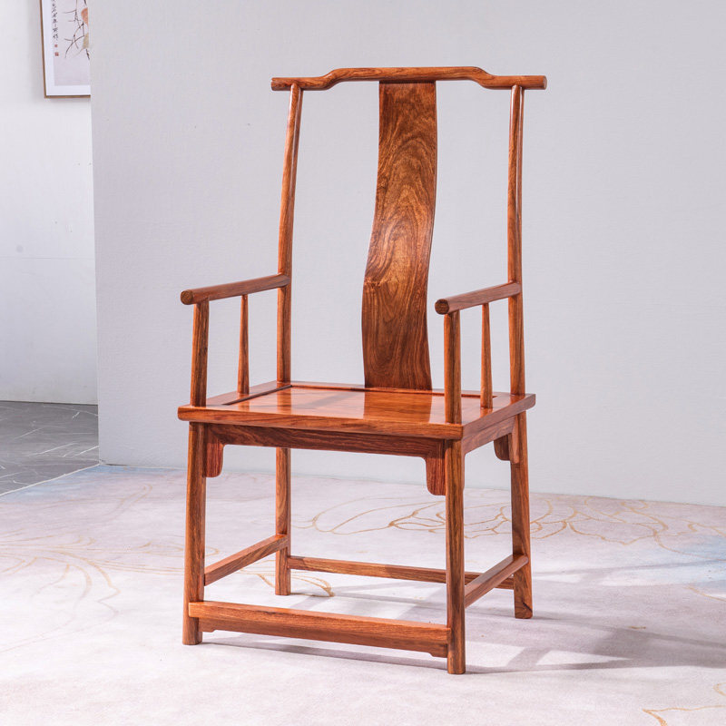 红木家具刺猬紫檀官帽椅三件套中式全实木主人椅花梨办公靠背椅子