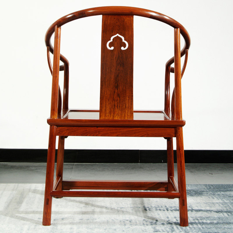 红木家具中式太师椅花梨圈椅实木休闲大果紫檀官帽圈椅