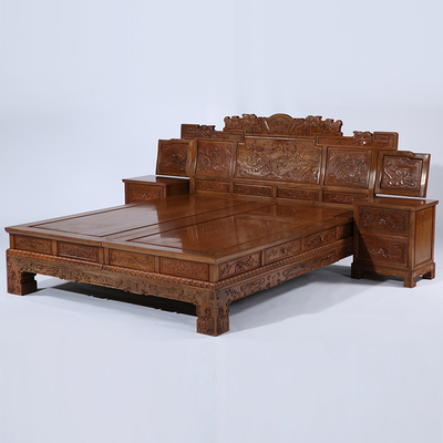 红木家具全鸡翅木卧室中式双人床18米硬板床主卧实木床大婚床