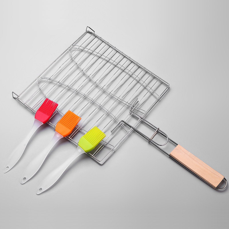 烤鱼烧烤夹子鱼网网带把手网夹不锈钢工具工具家烧烤夹