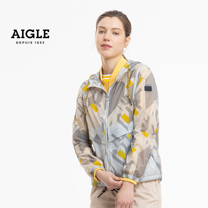 aigle舒适防泼防水轻量打包艾高易打包女款pr防晒衣