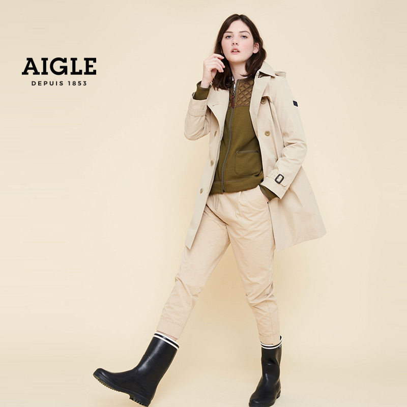 aigle艾高20年新品feeltrench女款中长款防风衣冲锋冲锋衣