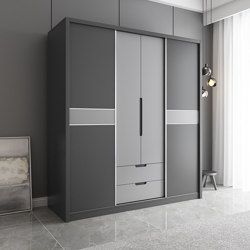 家用现代简约橱子衣橱推拉门四门收纳经济型卧室出租房衣柜