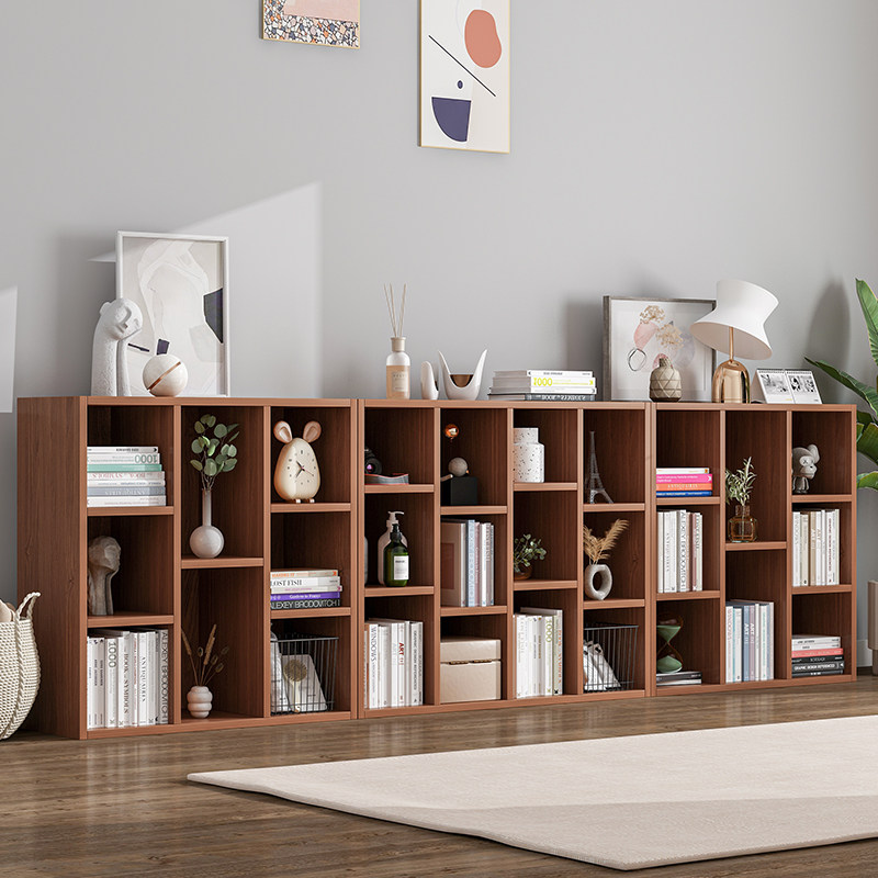 日式仿实木置物架学生书架落地隔断格子柜组合矮书柜电视柜收纳架