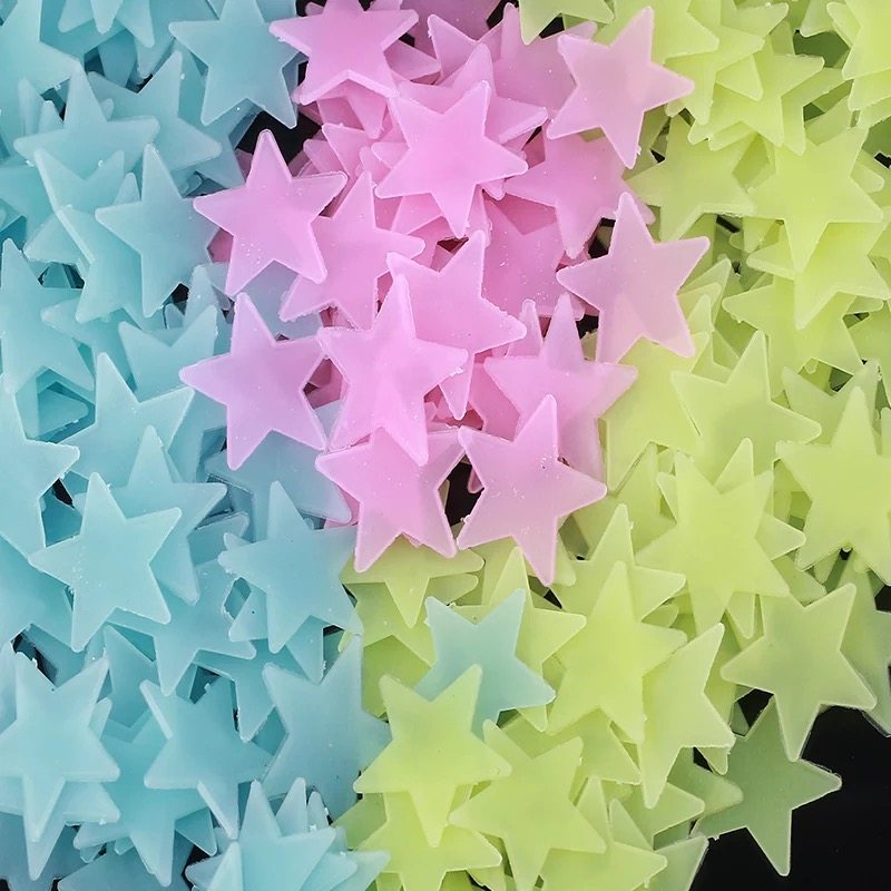 天花板卧室3d立体夜光星星荧光贴纸房间墙面装饰品自粘墙纸墙贴画