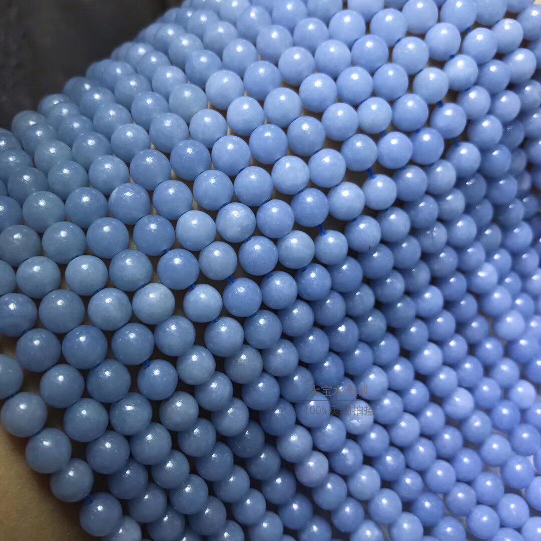 天然水晶蓝天使圆珠散珠海蓝宝半成品长链手链项链配珠其他diy饰品
