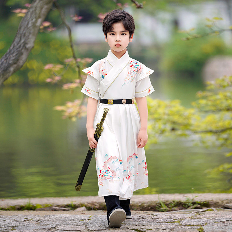 明制锦衣卫小男孩帅气武侠服夏季|飞鱼服男童汉服薄款|儿童古装|短袖