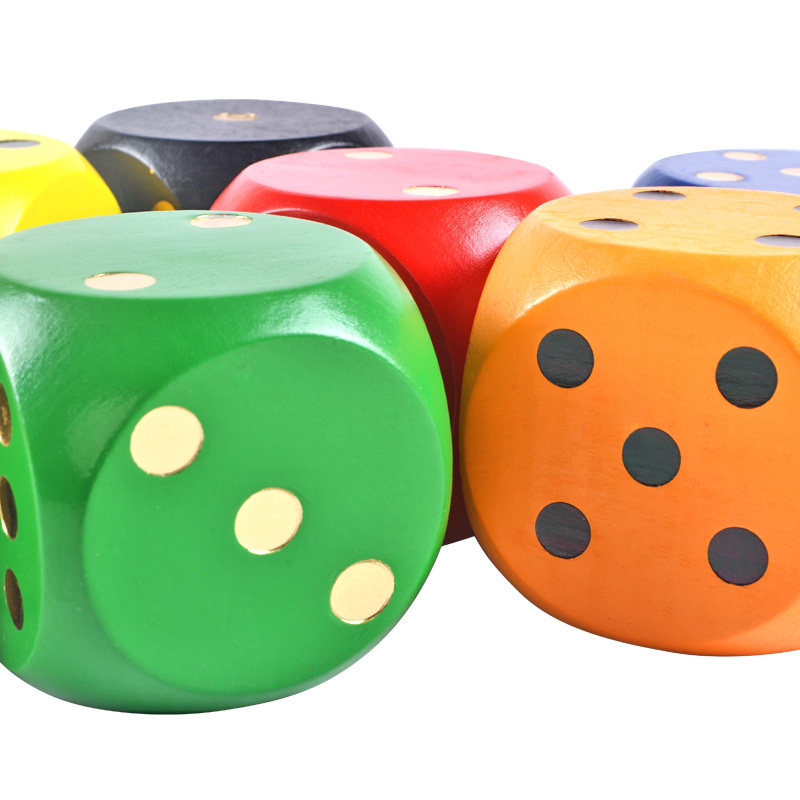 骰子幼儿大号小号筛子彩色色色ktv点数木制色子
