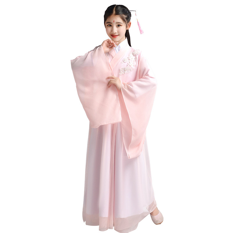 古装儿童童女古筝演出服女汉女童仙女女装广袖儿童演出服
