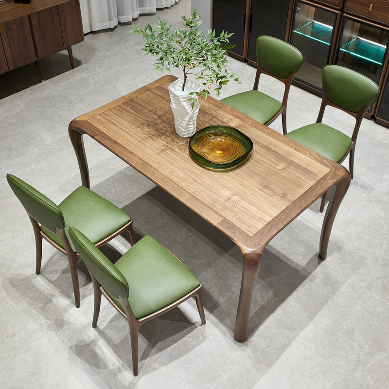 餐桌北美胡桃木意式轻奢餐厅家具实木桌椅组合餐桌