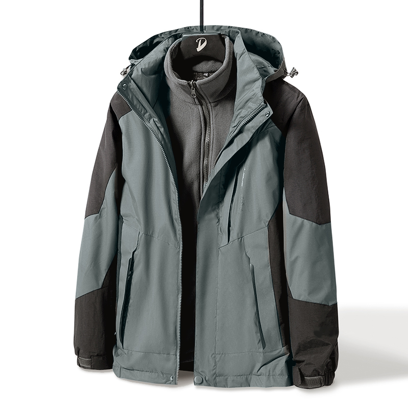 户外冲锋衣男士冬季加绒加厚三合一可拆卸春秋爸爸防风保暖外套女