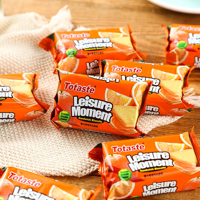 土斯阳光香橙口味夹心饼干休闲零食外出食品夹心饼干