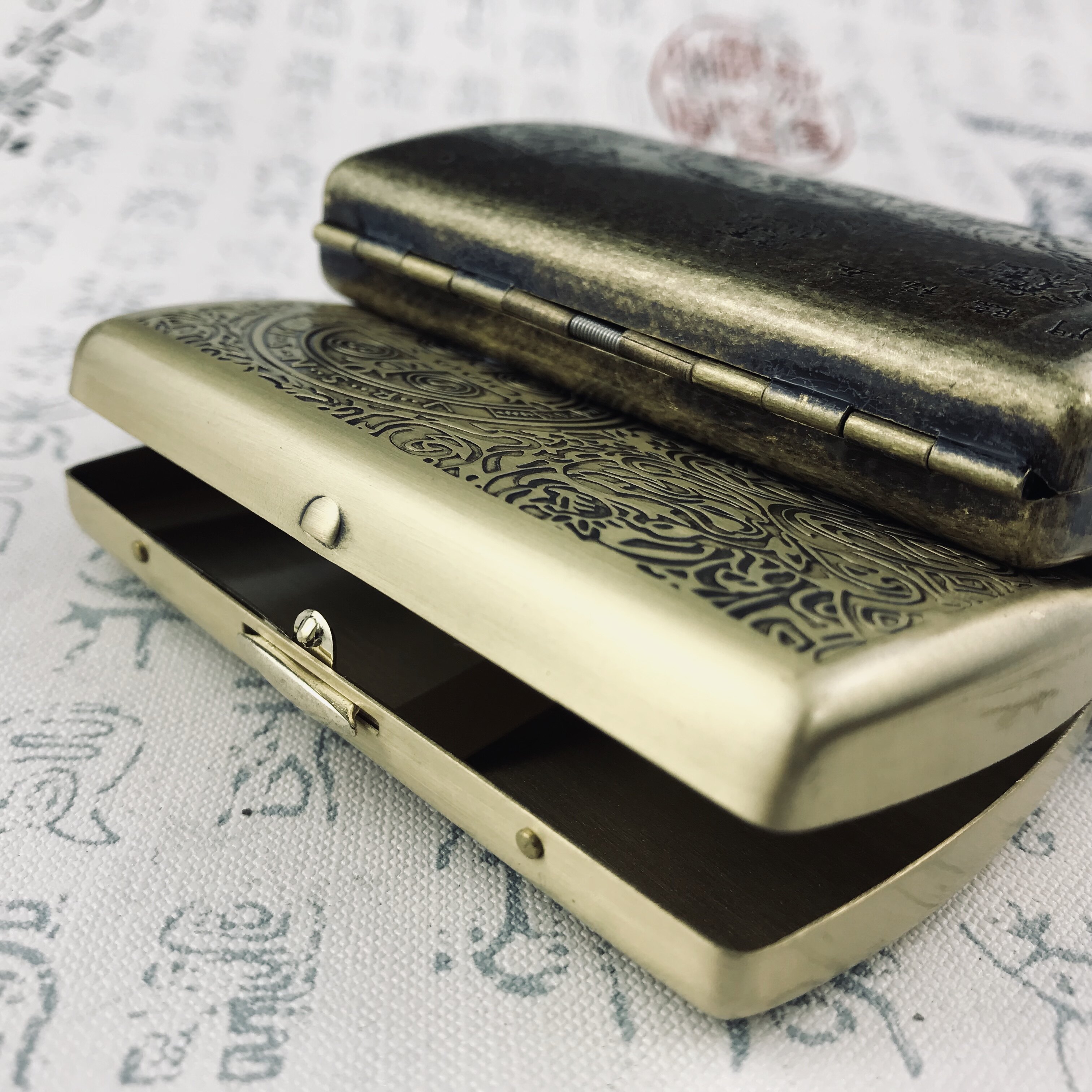 逆行创意精美唐草图案纯铜12支复古时尚烟盒烟盒