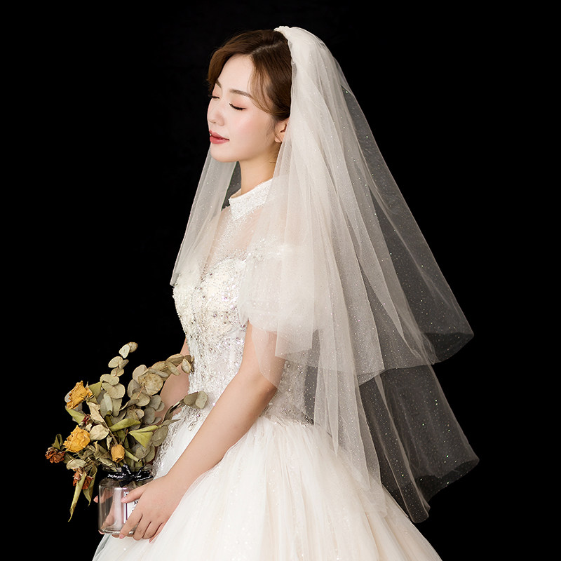 头纱新娘头饰超仙网红森系抖音婚纱纱头拍照头纱