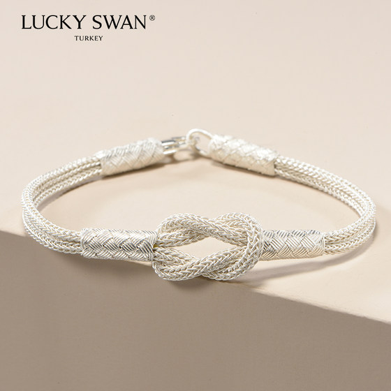 Lucky Swan Turkish Bracelet Women's Pure Silver Knitting Simple Couple's Bracelet Lucky Swan Turkish Bracelet Women's Pure Silver Knitting Simple Couple's Bracelet