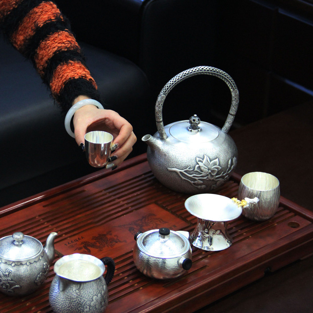 酒杯乔师傅一口烈酒酒器杯子小酒白酒杯光面纯银白酒杯