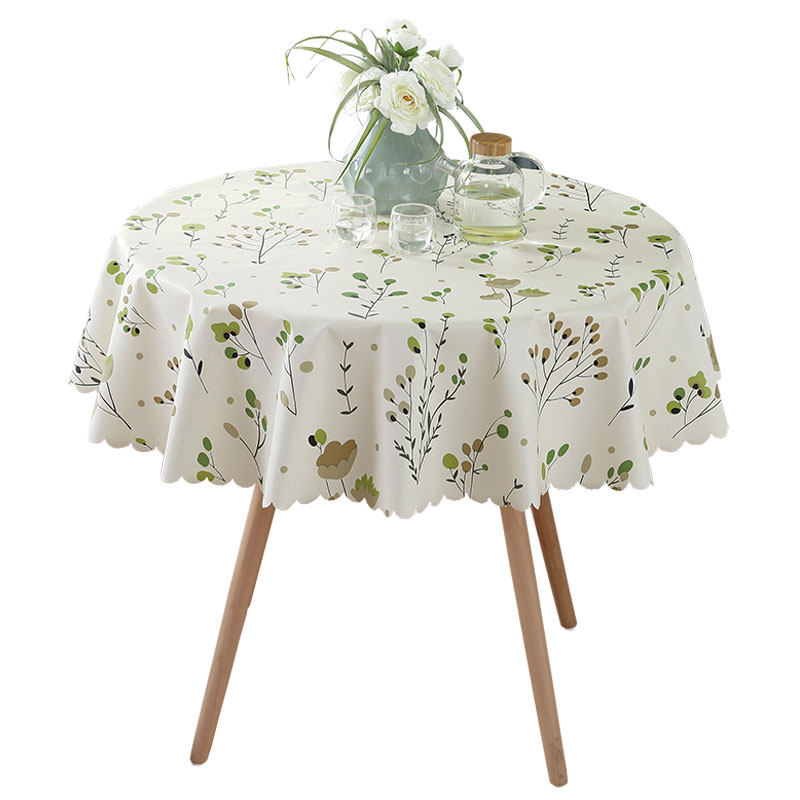 小清新pvc饭店圆桌桌布防水防油防烫免洗圆形餐桌垫台布定制家用 - 怡