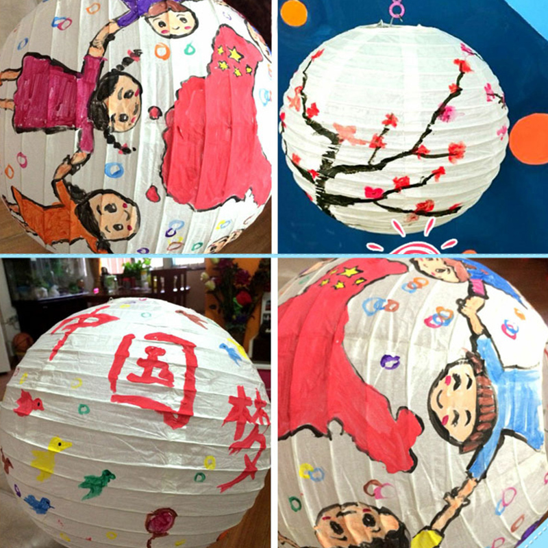 灯笼儿童绘画白色节日纸灯diy涂色幼儿园材料其他手工制作