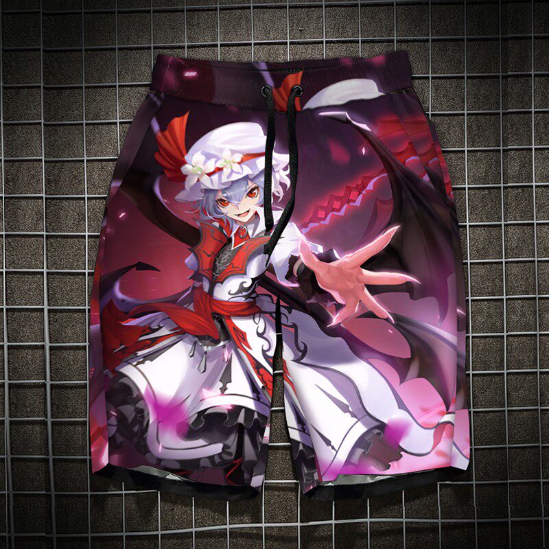 东方project短裤男二次元学生休闲五分大裤衩潮速干男士沙滩裤