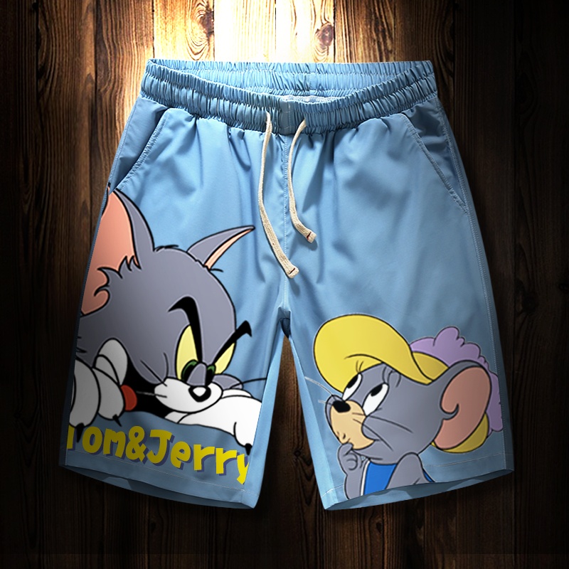 猫和老鼠联名沙滩裤速干休闲短裤男海边男士短裤夏季宽松五分裤