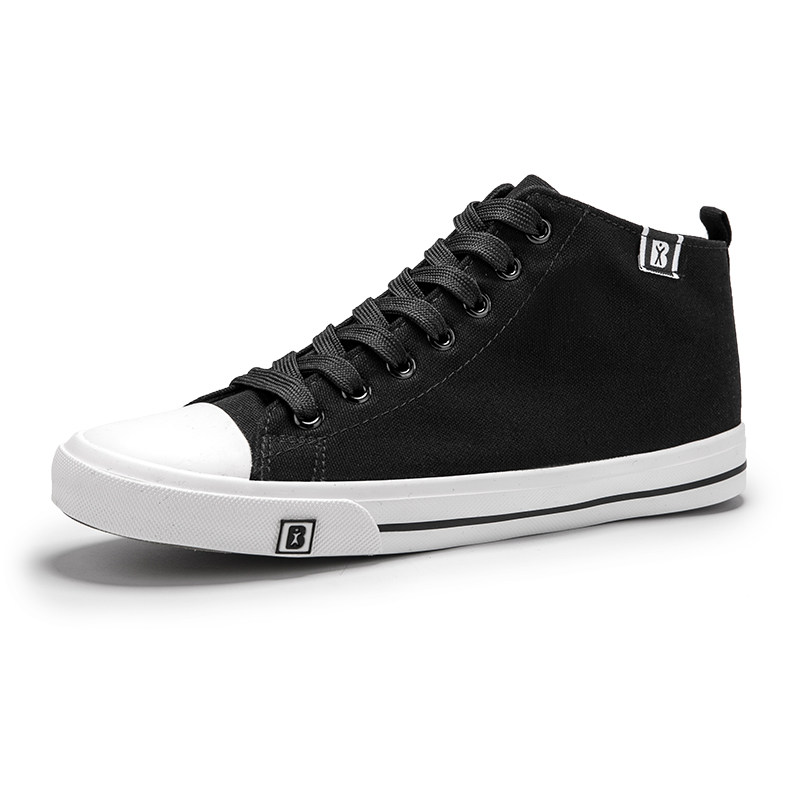 人本男鞋2021春秋新款帆布布鞋高帮韩潮流百搭帆布鞋