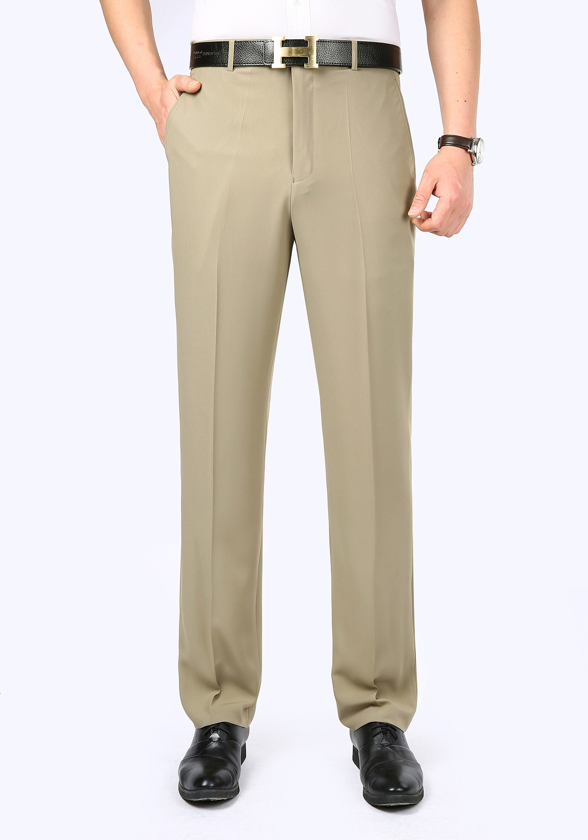 男士西裤加肥加大夏季薄款桑蚕蚕丝直筒宽松西裤