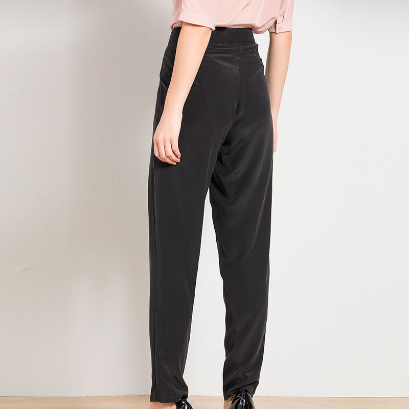 子2020新款 哈伦裤 真丝裤 系带蝴蝶结宽松九分休闲裤 桑蚕丝女士夏季