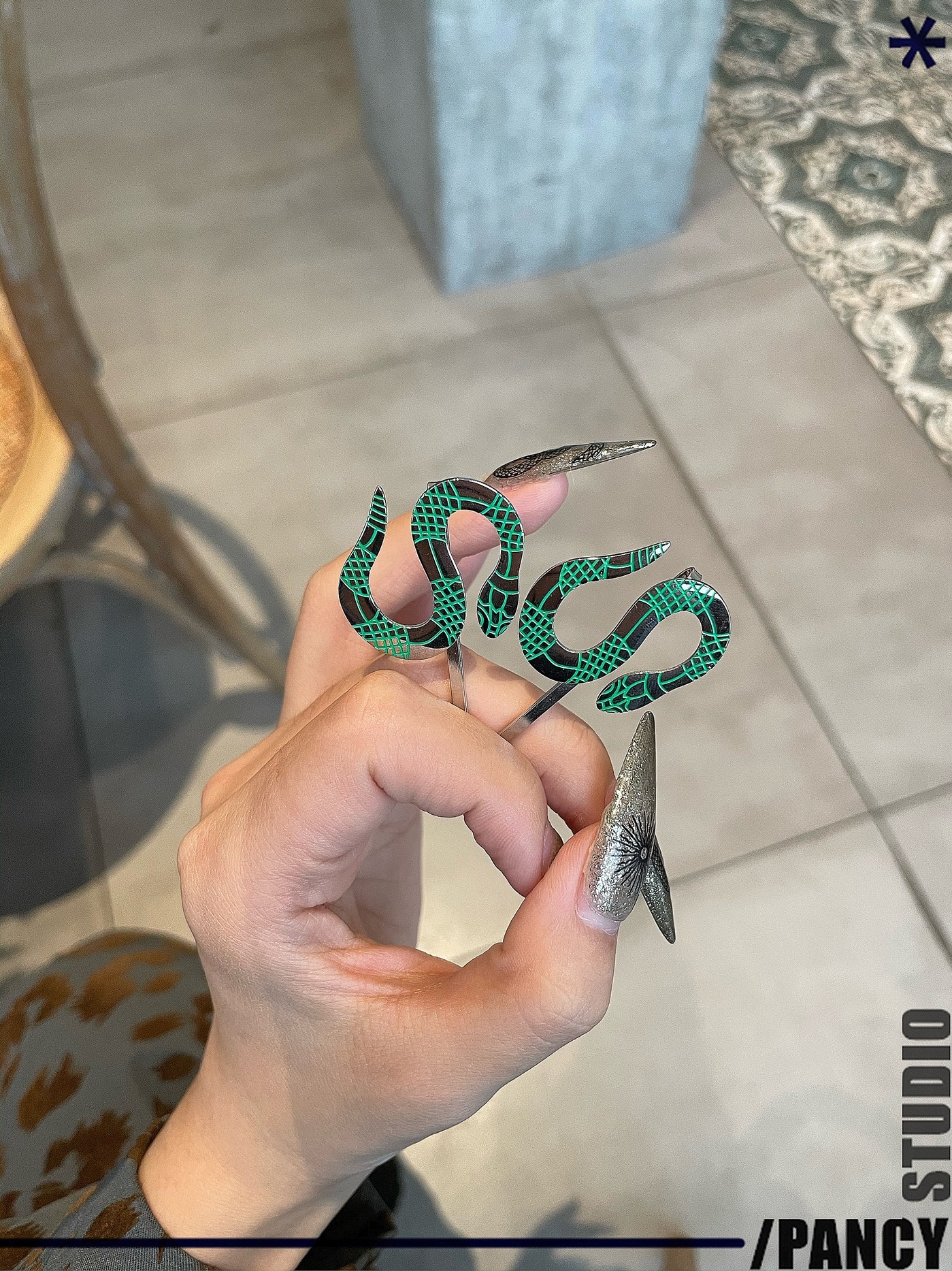 pancy自制美伢同款蛇形蛇纹发夹欧美辣妹y2k发饰