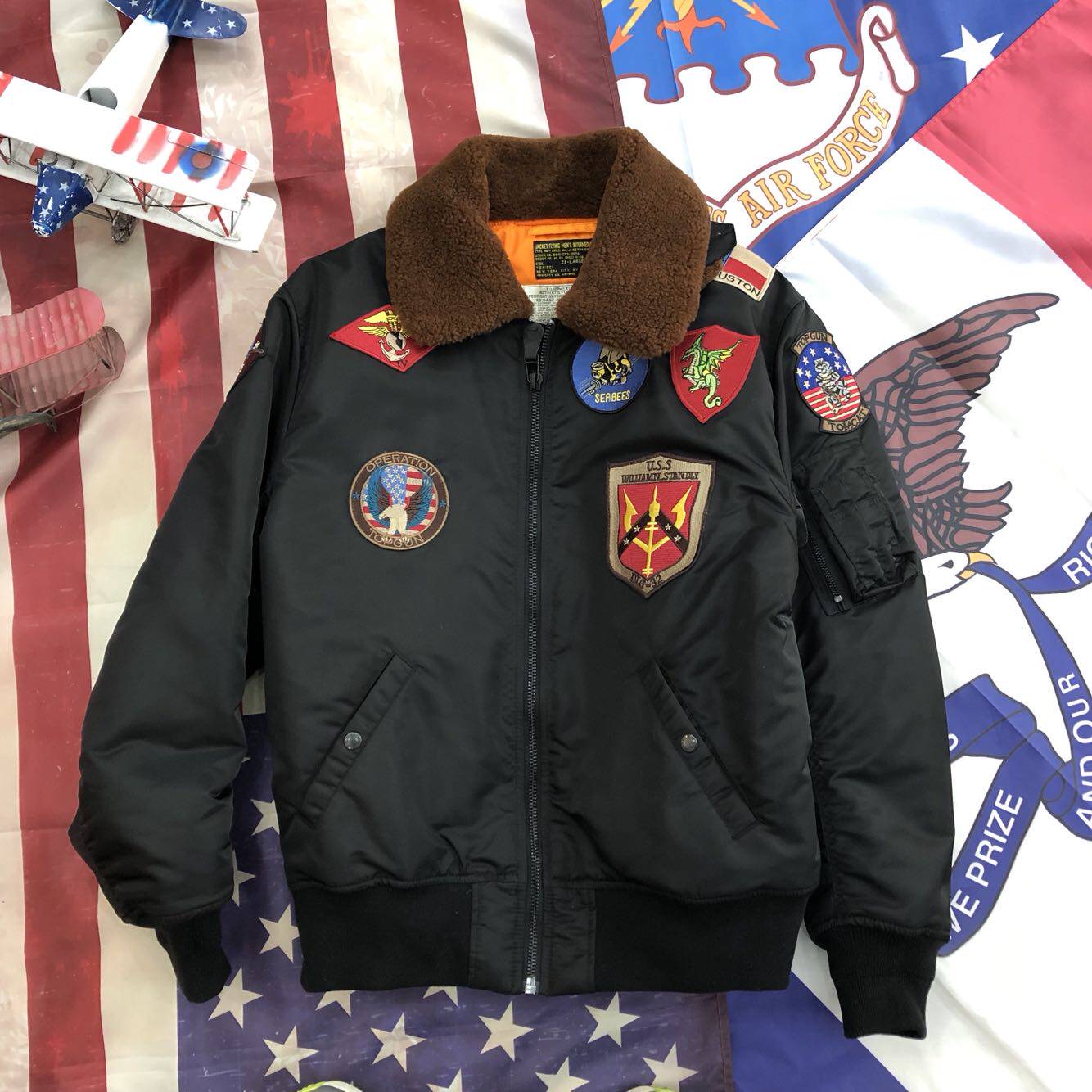 壮志凌云海空飞行夹克空军棉衣珍珠绵羊毛领军二战棉衣