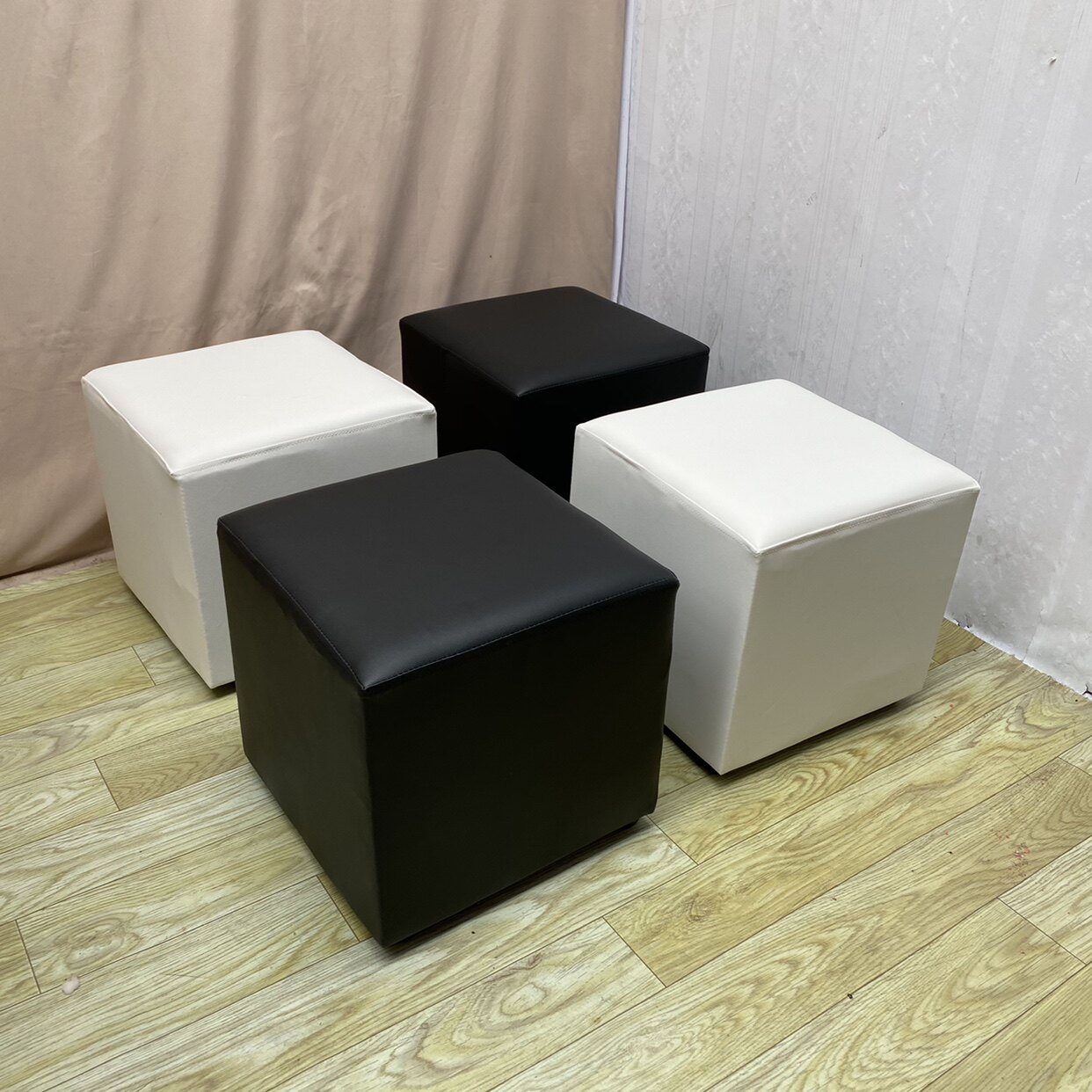 沙发包邮软包白色白色皮墩方格板凳换鞋储物矮凳换鞋凳