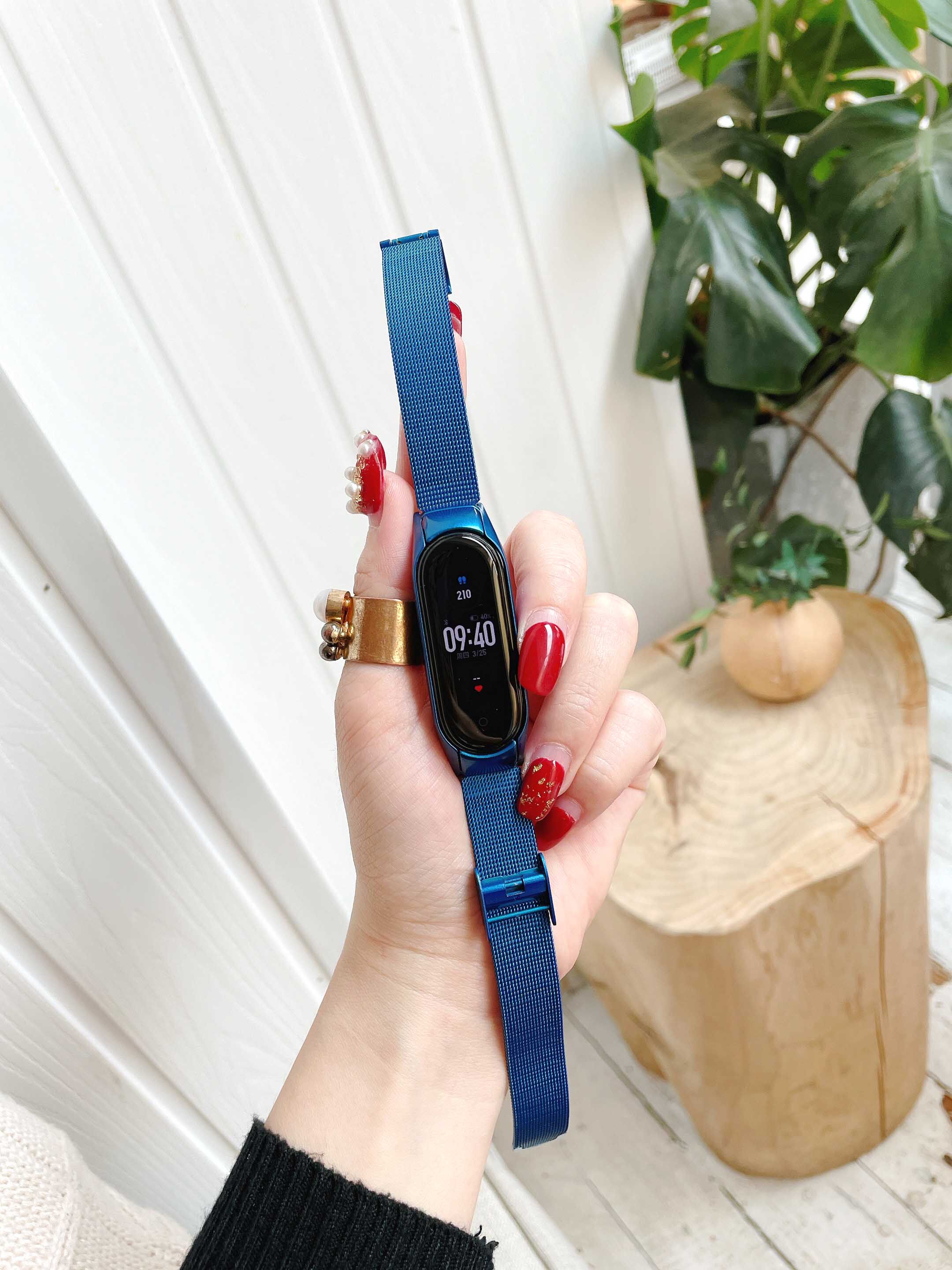 腕带适用nfc运动6代替换5手金属小米不锈钢智能手表手环表带