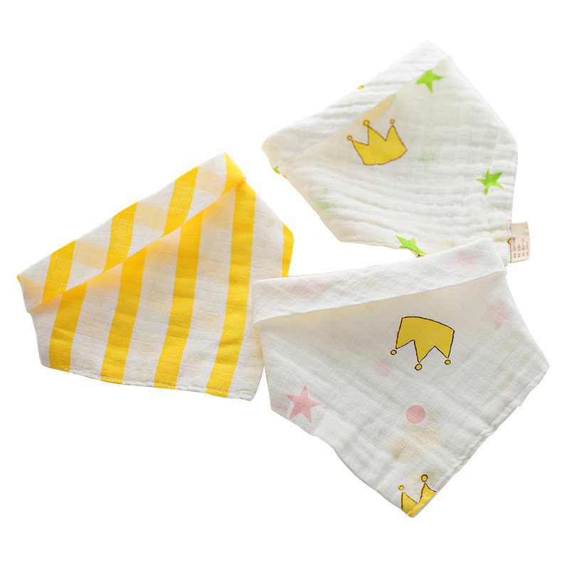 婴儿口水巾宝宝三角巾棉纱布按扣0-1-2岁新生儿围嘴儿童春夏季