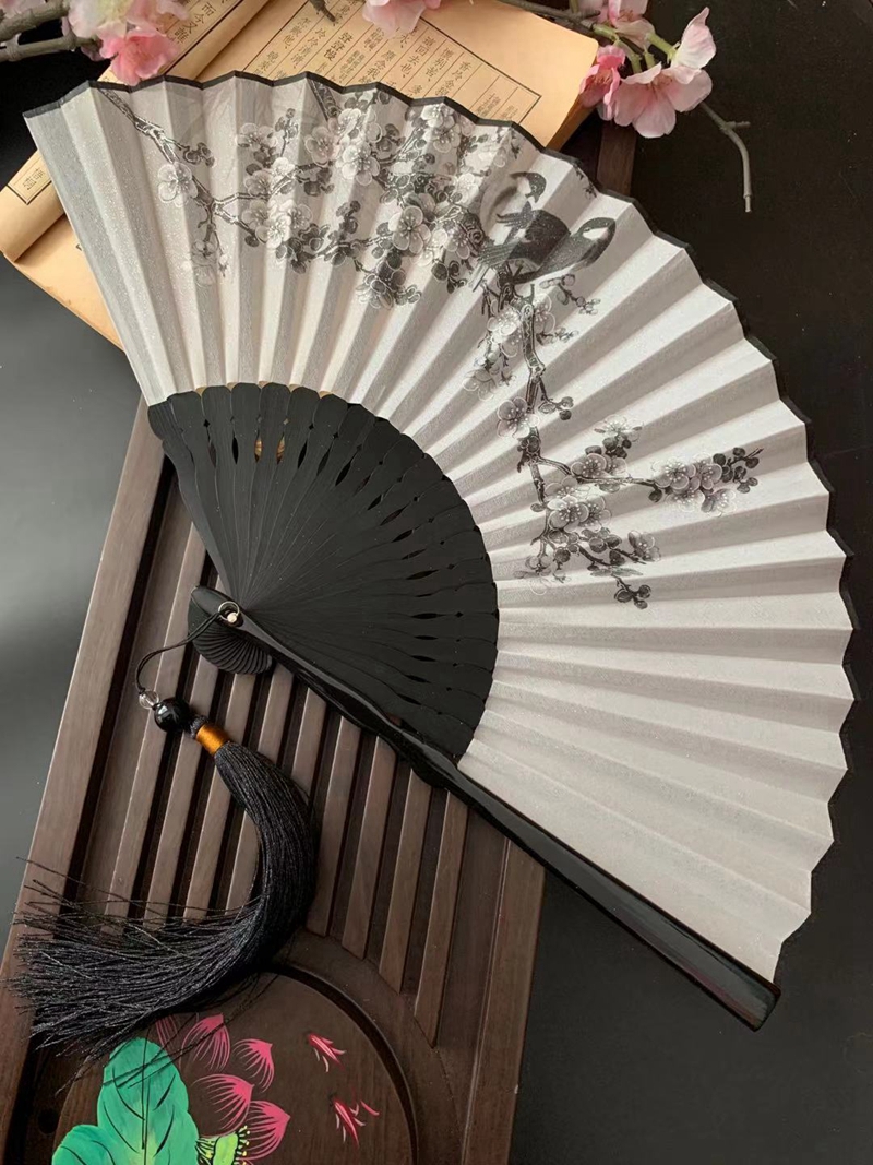 中国风7寸扇子折扇古风随身夏古代汉服男女头青竹水墨工艺折叠扇
