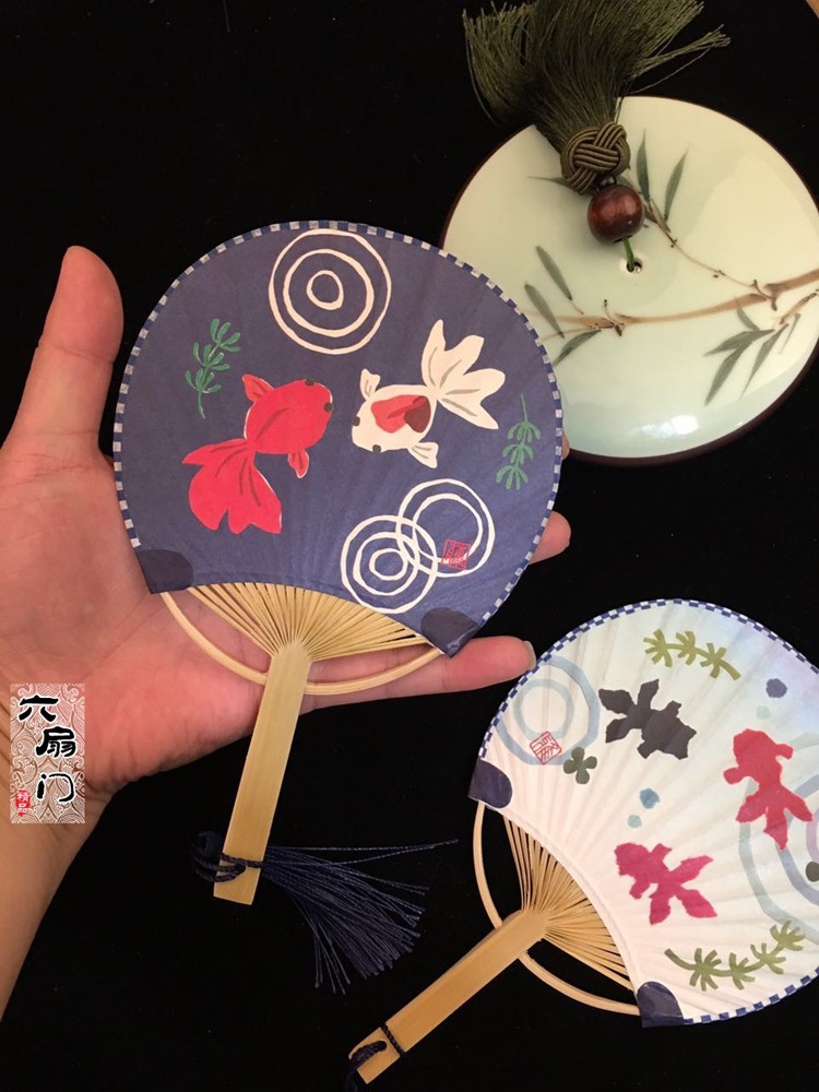 和服日本日式和风双面人偶娃娃宝宝童团扇小圆扇子