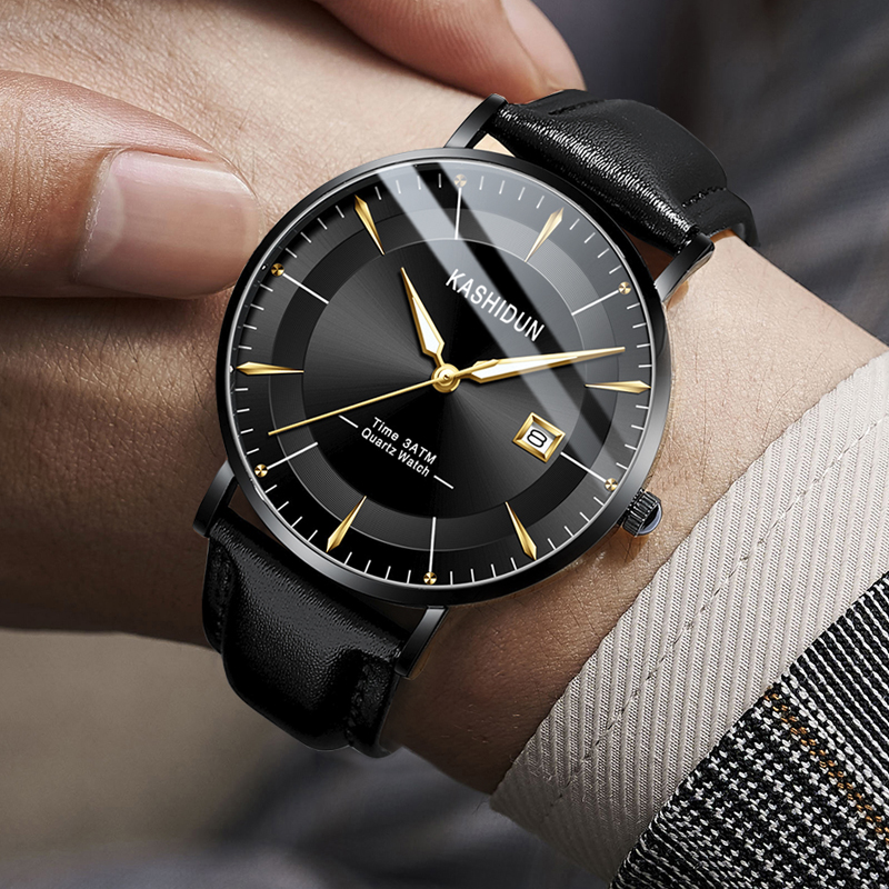 卡诗顿手表男士全自动机械表防水商务男表真皮带日历2021新款手表