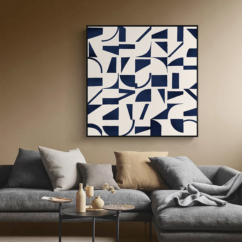 哲思北欧抽象艺术装饰画正方形客厅墙面壁画办公室现代装饰画