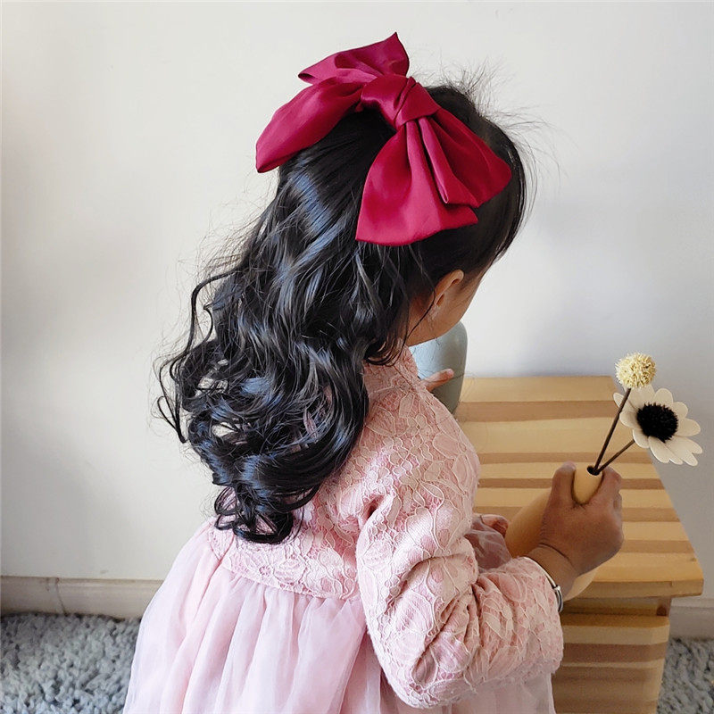 儿童饰品造型公主小女孩长直中长头饰假发红色假发